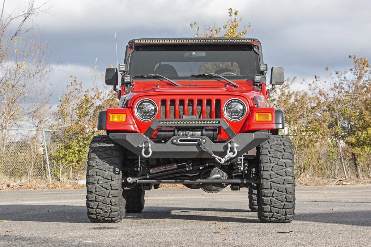 Jeep Wrangler Unlimited Front Bumper - Rough Country - Rock Crawler - Satin Black - '04-'06